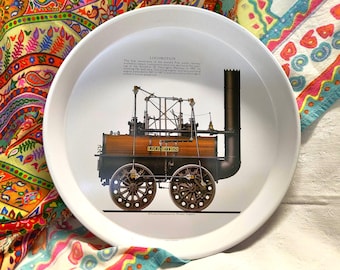 Stockton and Darlington Railway No 1 Locomotion 1825 drink tray in excellent condition, a classic piece of railroadiana/barware circa 1970s.