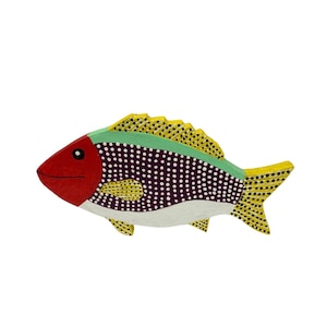 Whimsical Wooden Fish; Hand Painted Brightly Colored Fish, Patio or Pool House Wall Art, Whimsical Beach House Decor, Nursery Wall Hanging