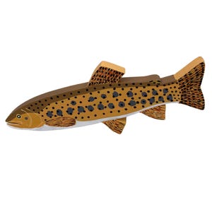 Hand Carved Wooden Fish Wall Decor, SpottedCutthroat, Trout Shelf Sitter, Rustic Cabin Art, Hand Painted Fish Gift, Lake House Fishing Decor