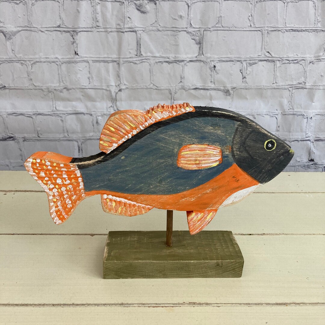 Rustic Hand Carved and Painted Wooden Sunfish Folk Art Fish - Etsy
