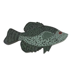 Black Crappie, Hand Painted Fish, Folk Art Fish Wood, Wood Fish Wreath Sign, Wooden Fish Wall Decor,  Wood Fish Plaque, Fish Wall Hanger