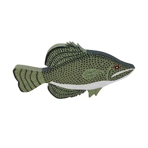 White Crappie, Hand Painted Fish, Folk Art Fish Wood, Wood Fish Wreath Sign, Wooden Fish Wall Decor,  Wood Fish Plaque, Fish Wall Hanger
