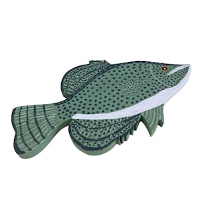 White Crappie, Hand Painted Fish, Folk Art Fish Wood, Wood Fish Wreath Sign, Wooden Fish Wall Decor,  Wood Fish Plaque, Fish Wall Hanger
