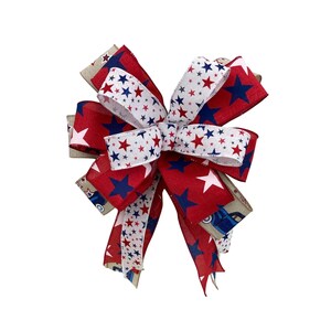 Red, white and blue bow for summer wreath; Patriotic bow for lantern or swag; Fourth ofJuly bow for mailbox, door hanger, or lamp post