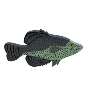 Black Crappie, Hand Painted Fish, Folk Art Fish Wood, Wood Fish Wreath Sign, Wooden Fish Wall Decor,  Wood Fish Plaque, Fish Wall Hanger
