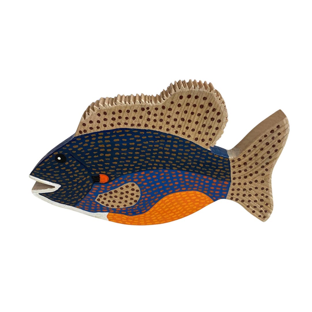 Sunfish, Hand Painted Wooden Fish, Folk Art Fish Wood, Wood Fish Wreath ...