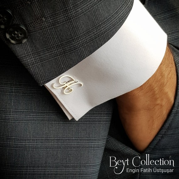 Personalized Men s Silver Letter Cufflinks Letter Jewelry for the