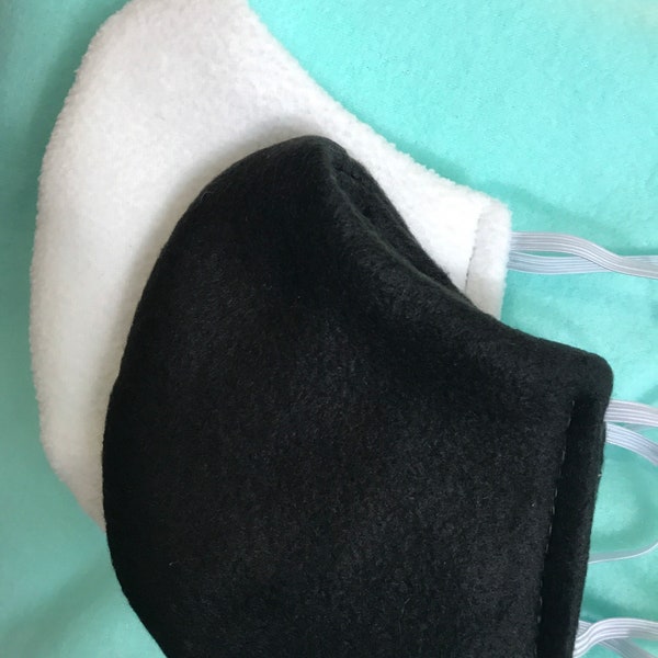 Winter Fleece Mask Cold Weather Snow Ski Mask Keeps Face Warm Breathable Comfortable - 2layers- Fits all. Reusable. Washable. USA Made