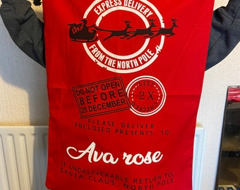 Sacs de Noël rouges personnalisés, grand bas, sac de renne 70cm x 50cm sac de santa