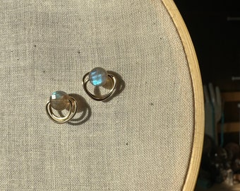 Made to order / brass studs / labradorite gemstone