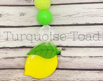 Lemon Keychain, Beaded Keychain, Bubblegum Bead Keychain, Zipper Pull, Gift for her, Fun Gifts for Friends, Birthday Gift, Lemon Lovers