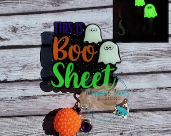 Boo Sheet Badge Reel, Glow in the dark, Nurse Badge,