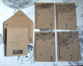 I Give You The Moon - hand-printed recycled cards