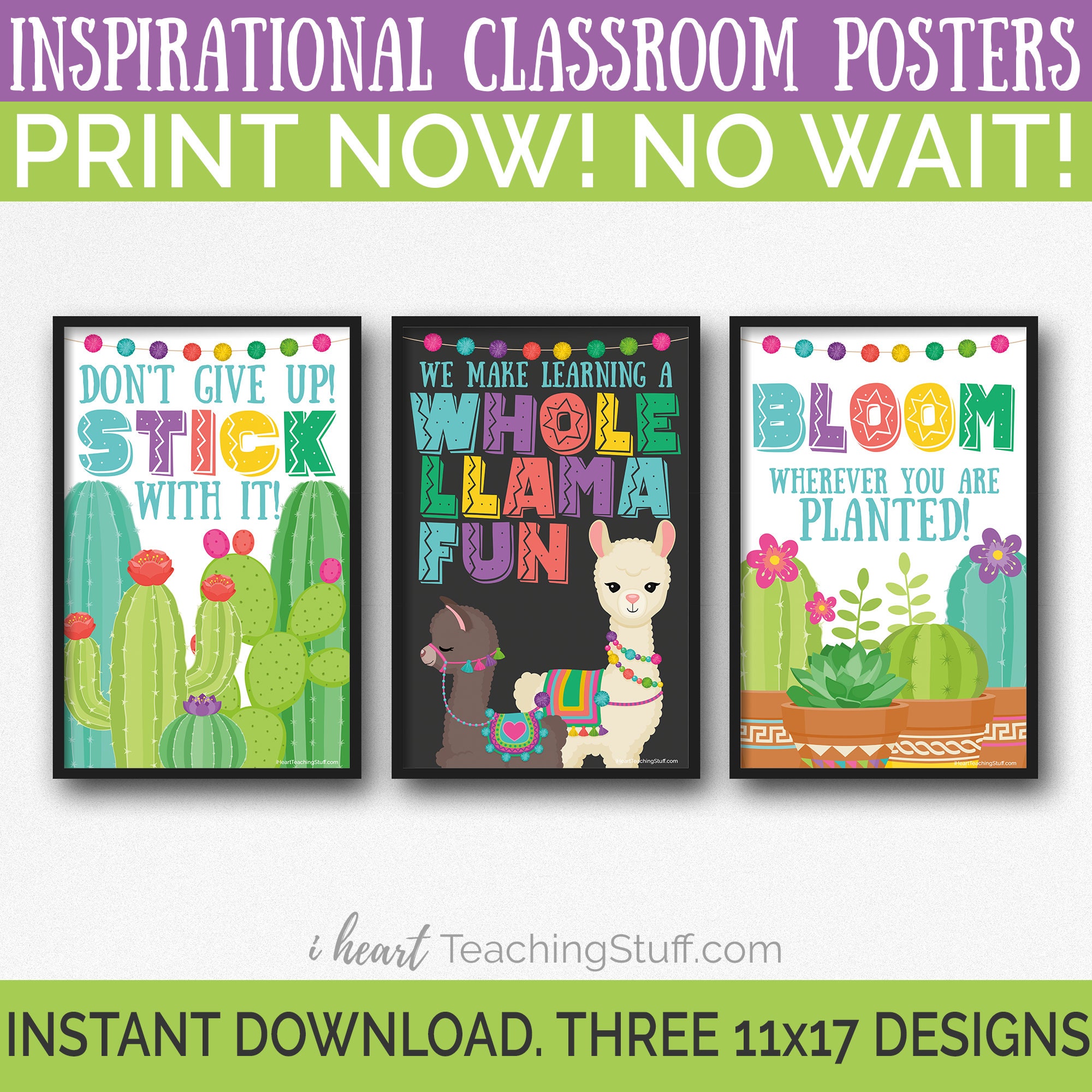 Cactus Classroom Decor Llama Classroom Poster Inspirational - Etsy