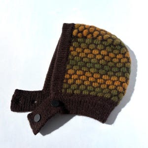Bonnet lutin en laine des forêts, tricoté, capuche nid d'abeille, doublure duveteuse