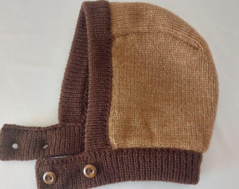 Patrón PDF para máquina de tejer: Gorro con capucha de lana para mujer con botones