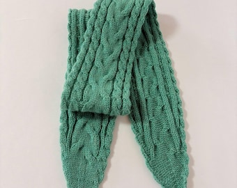 グリーンメリノウールスカーフ ケーブルニット レディース ネックバンドラップ