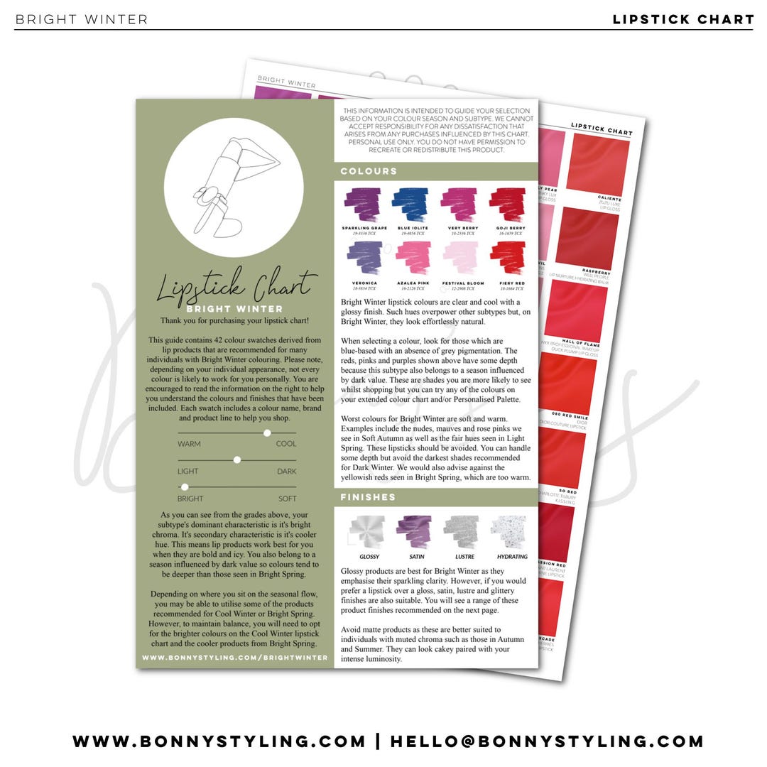 Bright Winter - Lip Product Chart [seasonal Color Analysis] - Etsy