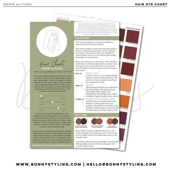 Otoño cálido Tabla de colores para el cabello [Análisis de color