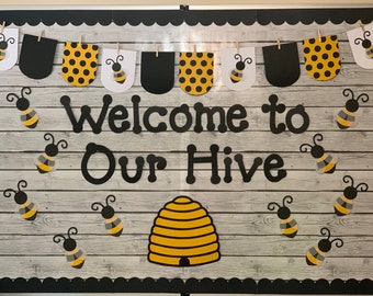 Welcome to Our Hive, Bumble Bee Themed, Pre-Made Bulletin Board, Teacher Kit, Classroom Decor, Bulletin Board Ideas