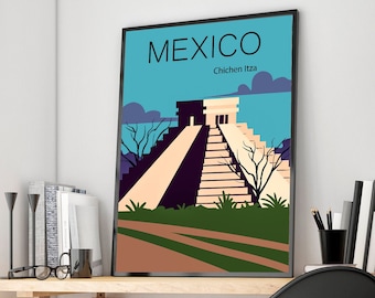 Chichen Itza Travel Poster  ,  Mexico Print