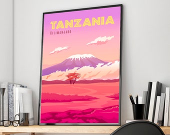 Tanzania Travel Print , Kilimanjaro Poster