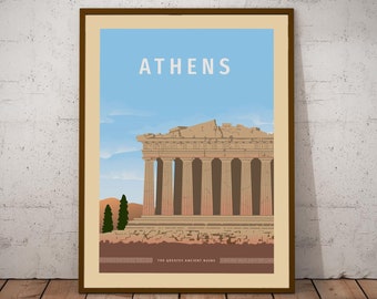 Athens Travel Poster , Greece Print , Acropolis Wall art