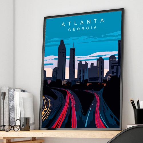 Atlanta Skyline Poster City Art Print Atlanta Etsy