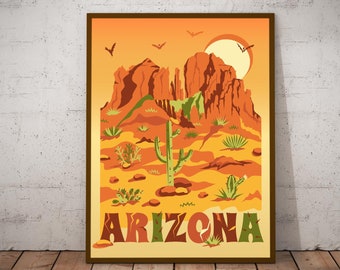 Arizona Travel Poster , Arizona Art Print