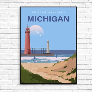 Michigan Vintage Travel Poster Retro Art Print 
