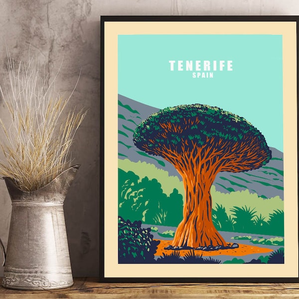 Tenerife Print , Tenerife Poster , Canary Islands Print , Spanish Islands Poster , Tenerife Wall art , Tenerife Souvenir , Tenerife Gift