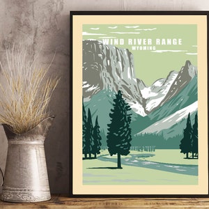 Wind River Range Travel Print , Wind River Range  Poster ,  Wyoming  Wall Art , WyomingPrint ,  Wyoming Souvenir , Wyoming travel gift