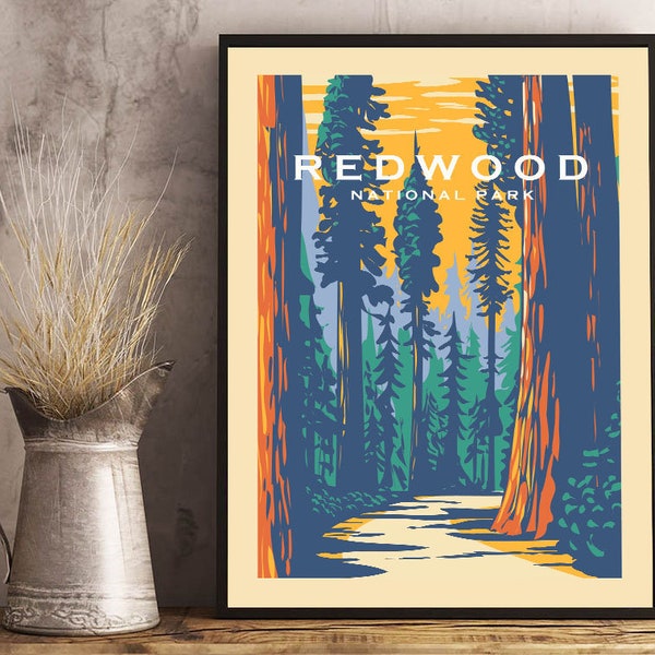 Redwood National Park Travel Print, Redwood National Park Travel Gift, Mojave Wall Art, Redwood National Park Wall Art