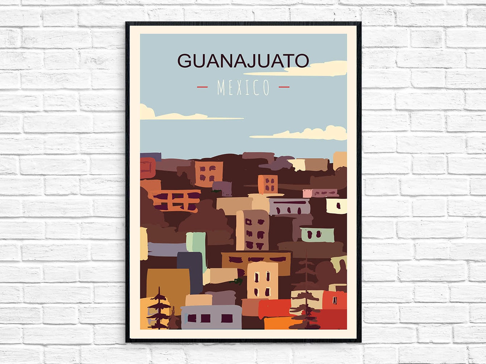 Guanajuato Mexico Artwork Retro Vintage Travel Print Poster Etsy