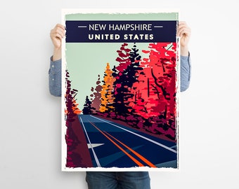 New Hampshire Travel Poster , New Hampshire Print