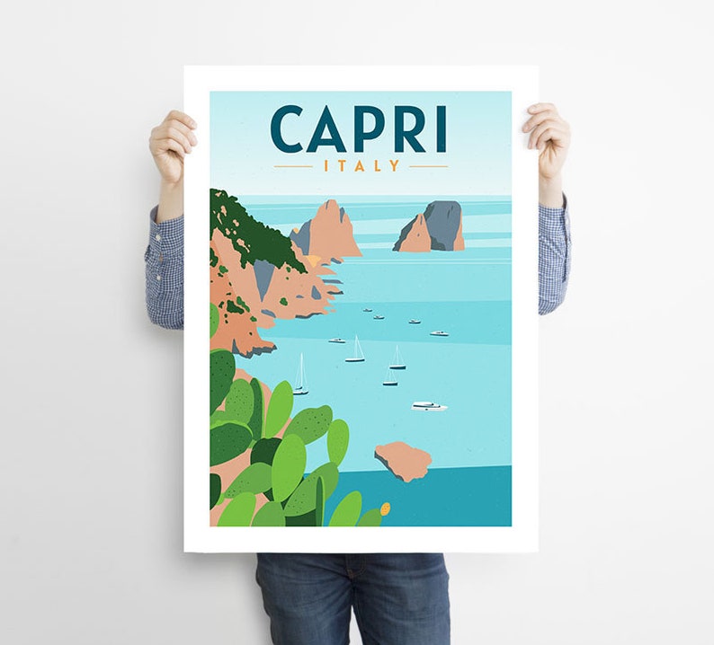 Capri Travel Poster Italy Art Print Etsy