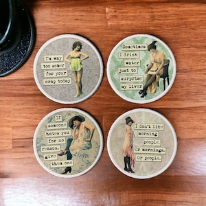 Retro women, funny, coasters, sarcastic, home decor, house warming gifts, gift for her, mother's day gift, best friend gifts