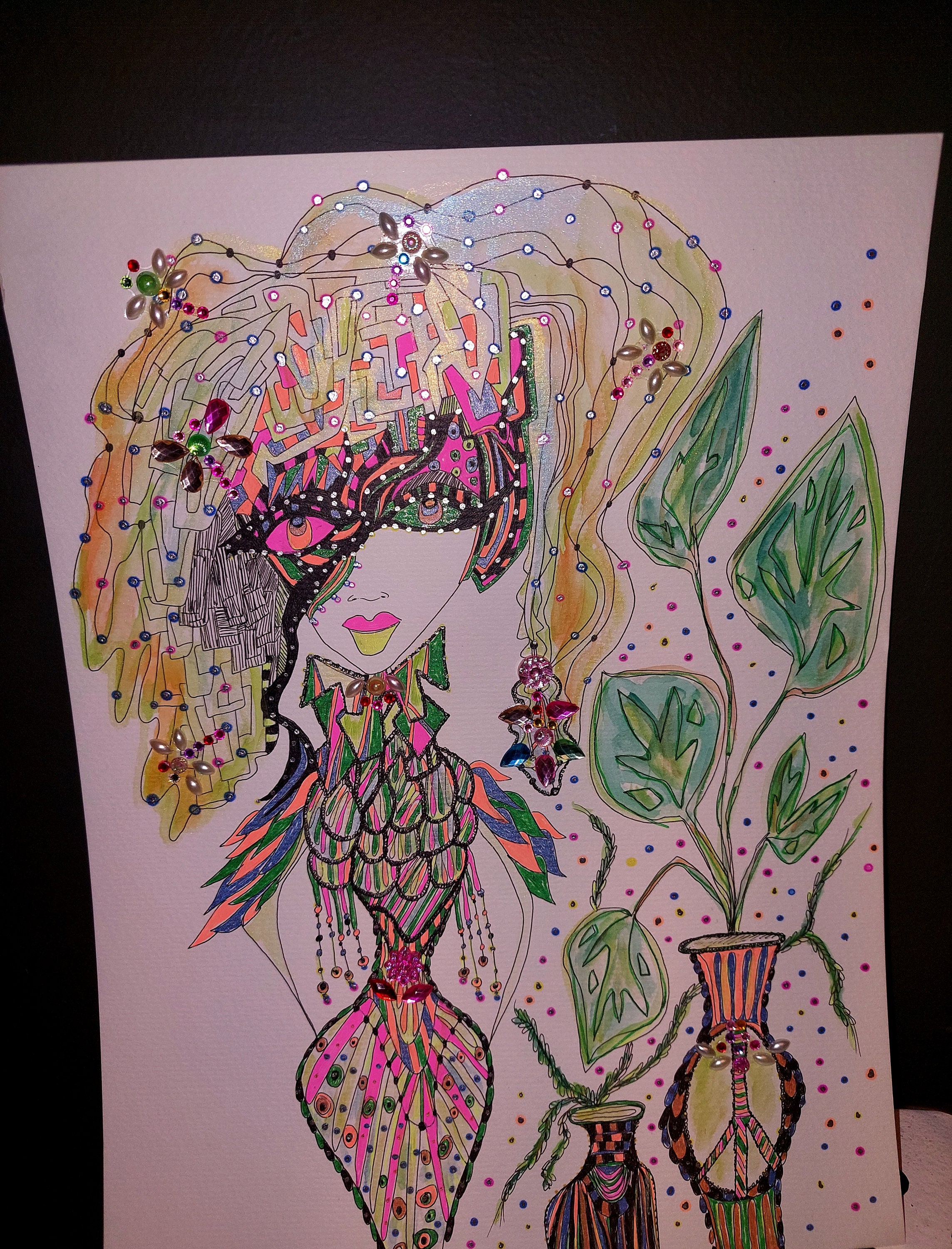 Boho PLANT ART Wall Décor Jungalow Wall Hanging Fashionista Artwork for