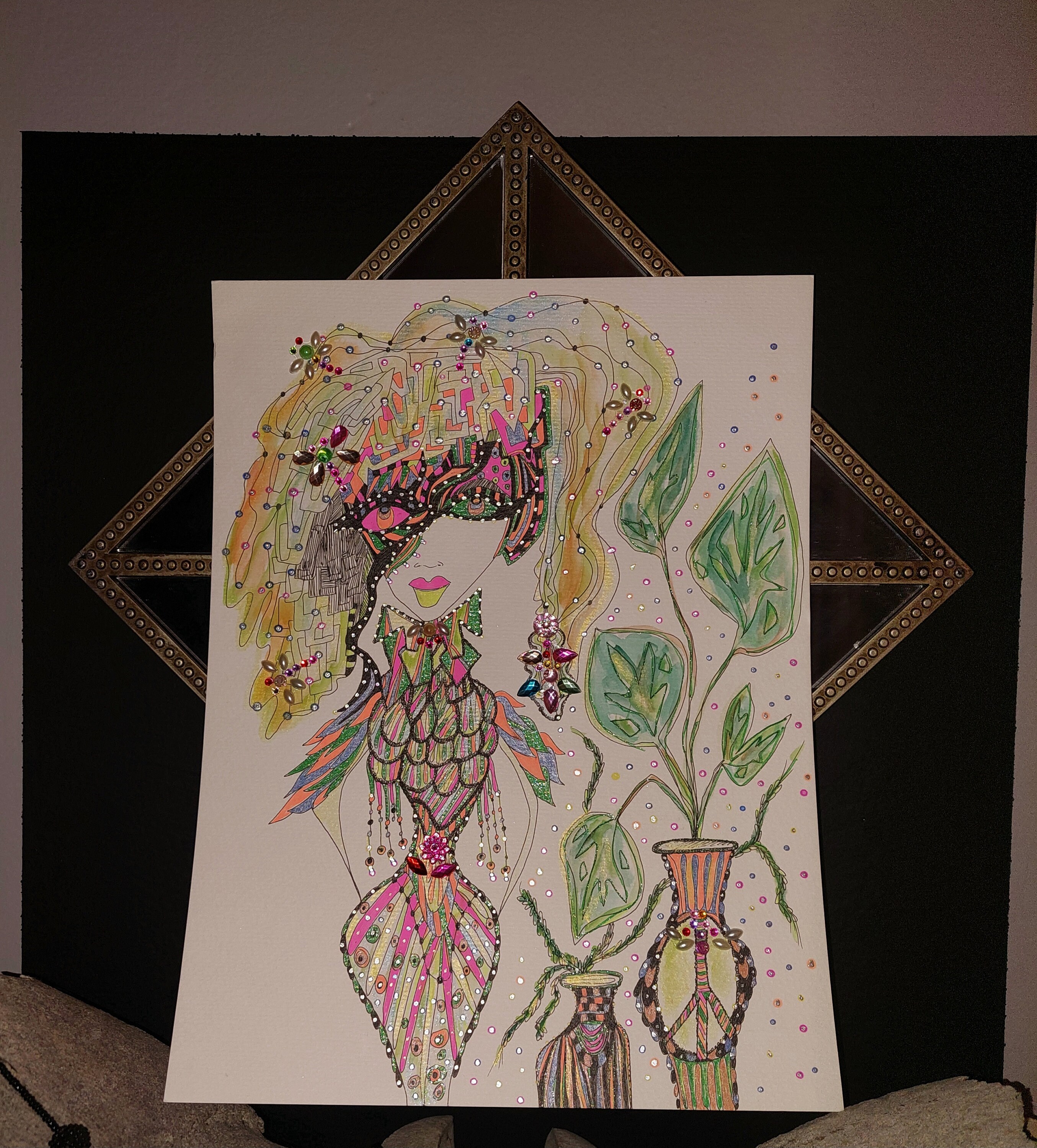 Boho PLANT ART Wall Décor Jungalow Wall Hanging Fashionista Artwork for