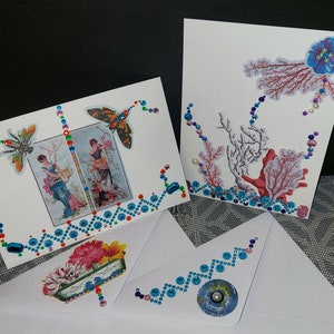 Tarjetas de felicitación hechas a mano para amigos y familiares, tarjetas para todas las ocasiones, notas, regalos únicos de papel boho, postales adornadas con flores y colores divertidos