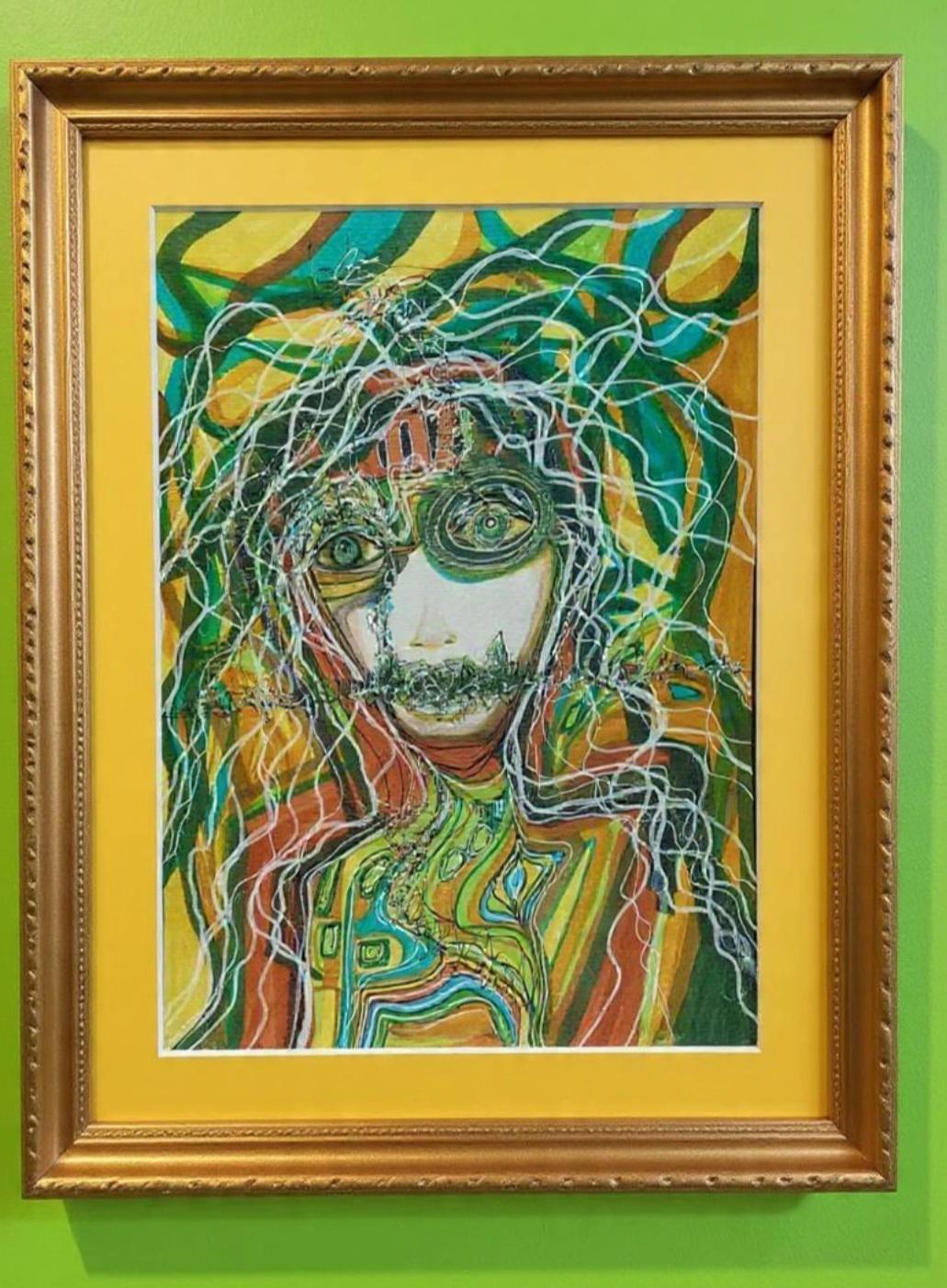 Geometric Abstract Portrait: Original Mixed Media Artwork/sensory ...