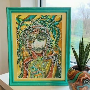 Geometric Abstract Portrait: Original Mixed Media Artwork/sensory ...