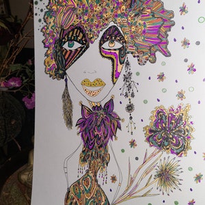 Originale acquerello arte tecnica mista ragazza unica decorazione da parete ornato disegnato a mano opera d'arte regalo di festa appeso a parete moda stile pop art per lei