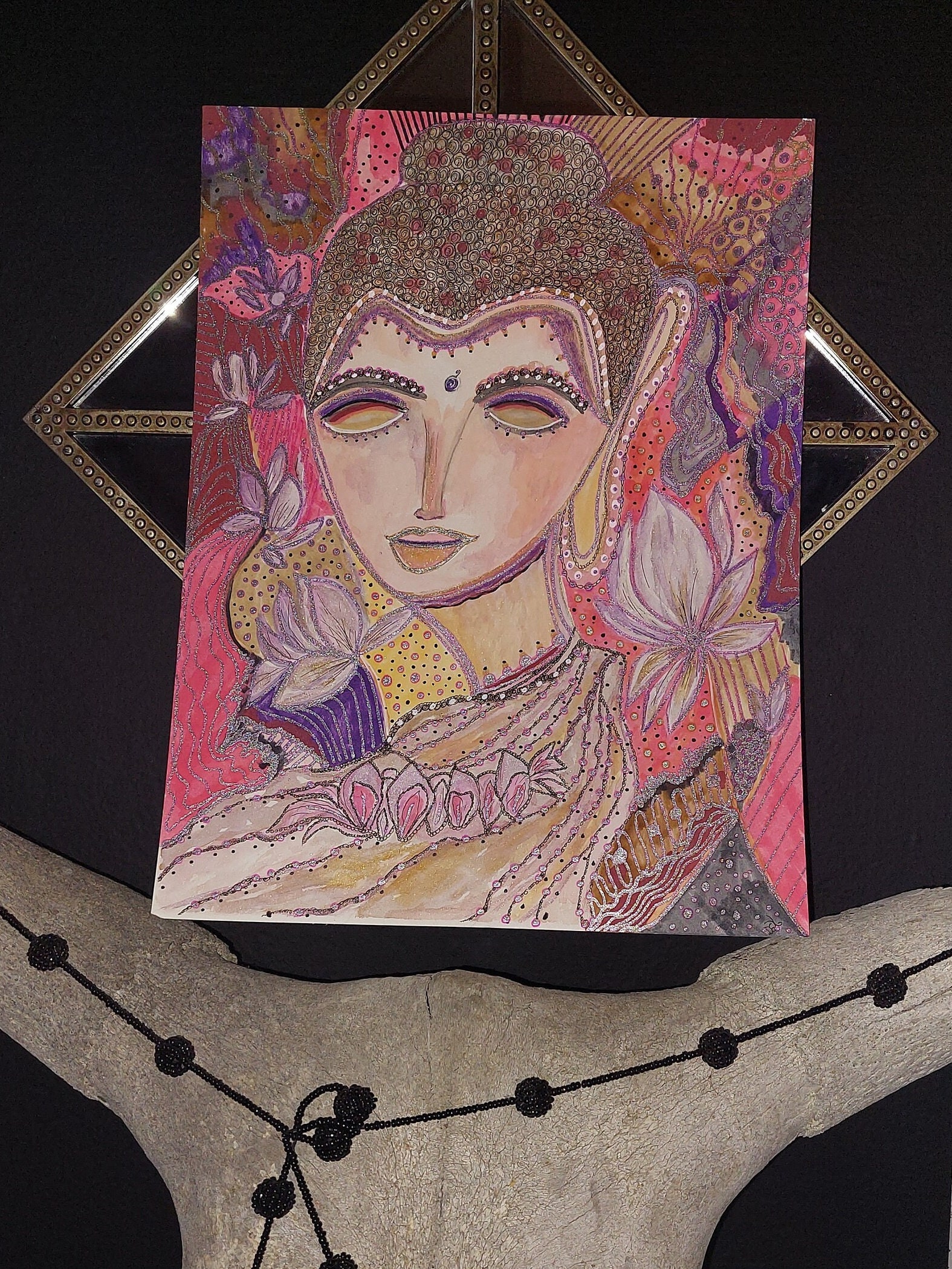 ZEN ART ORIGINAL Mixed Media Watercolor Buddha Wall Decor Calming ...