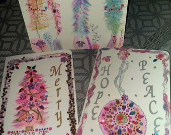 Treasured Jewels Collection 3 Pack Holiday Christmas cards w/Envelopes/High quality Keepsake Gift/ Ornate Design/Unique Special Present ART