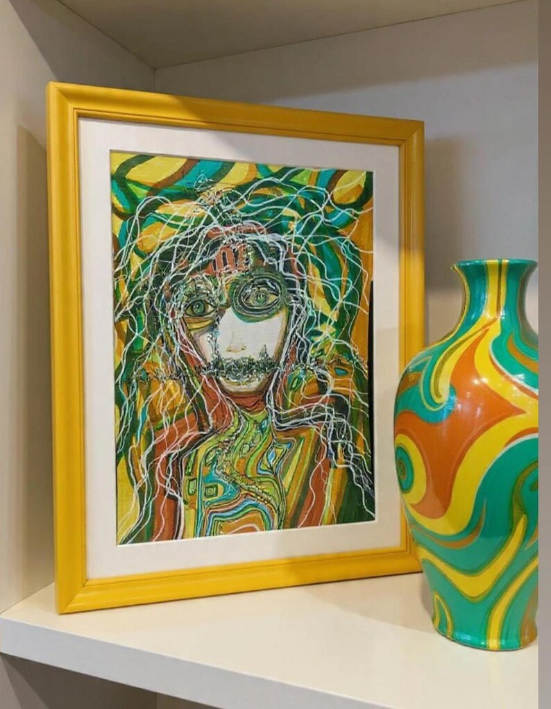 Geometric Abstract Portrait: Original Mixed Media Artwork/sensory ...