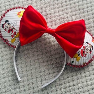 Christmas Mickey & Minnie Disney Ears (Choice of Bow Colour)