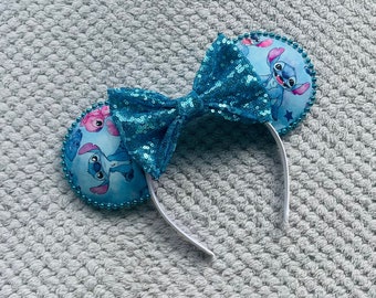 Stitch Disney Ears (Choice of Bow Colour)