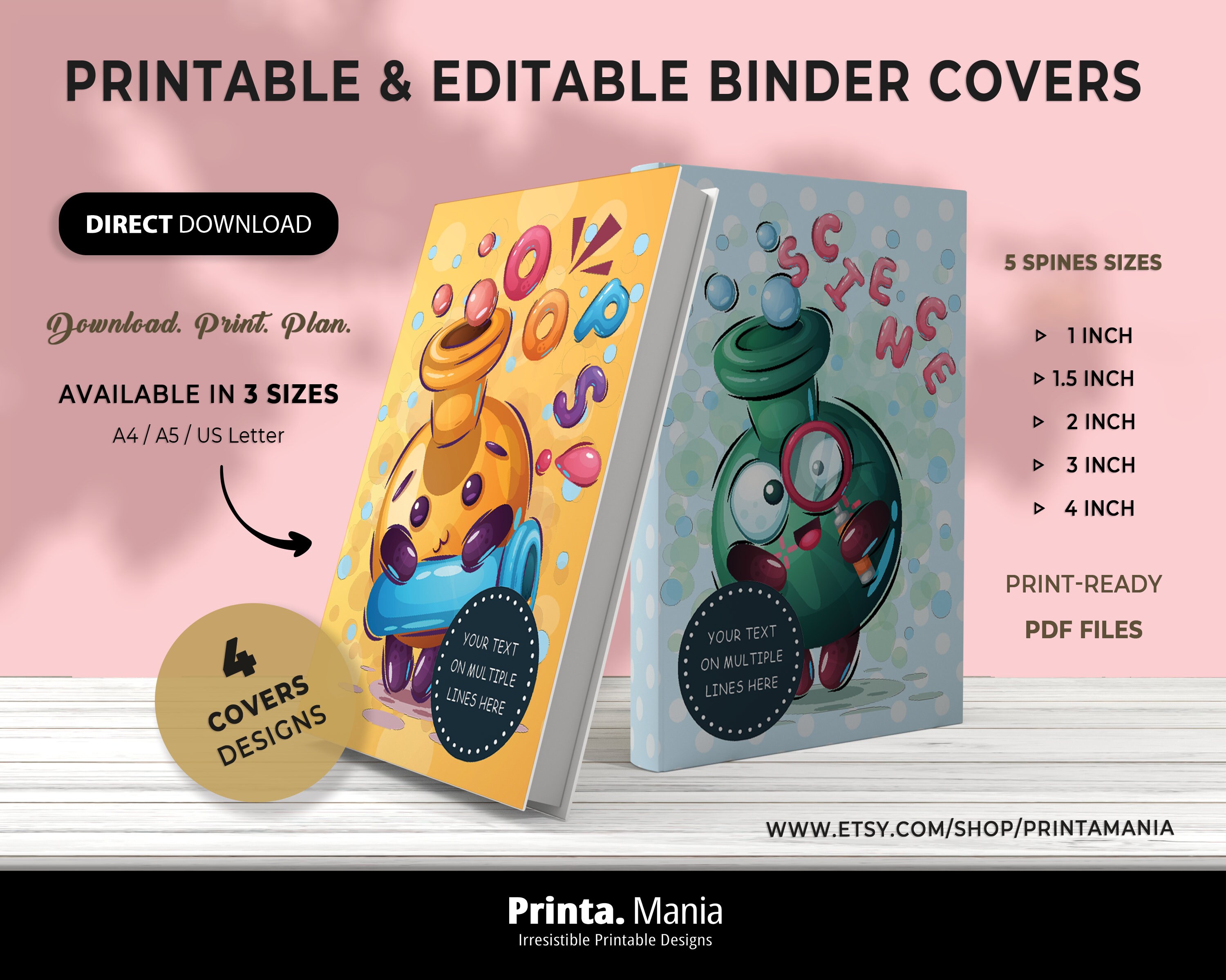 Personalized Printable Binder Covers & Spines | Editable Covers ...