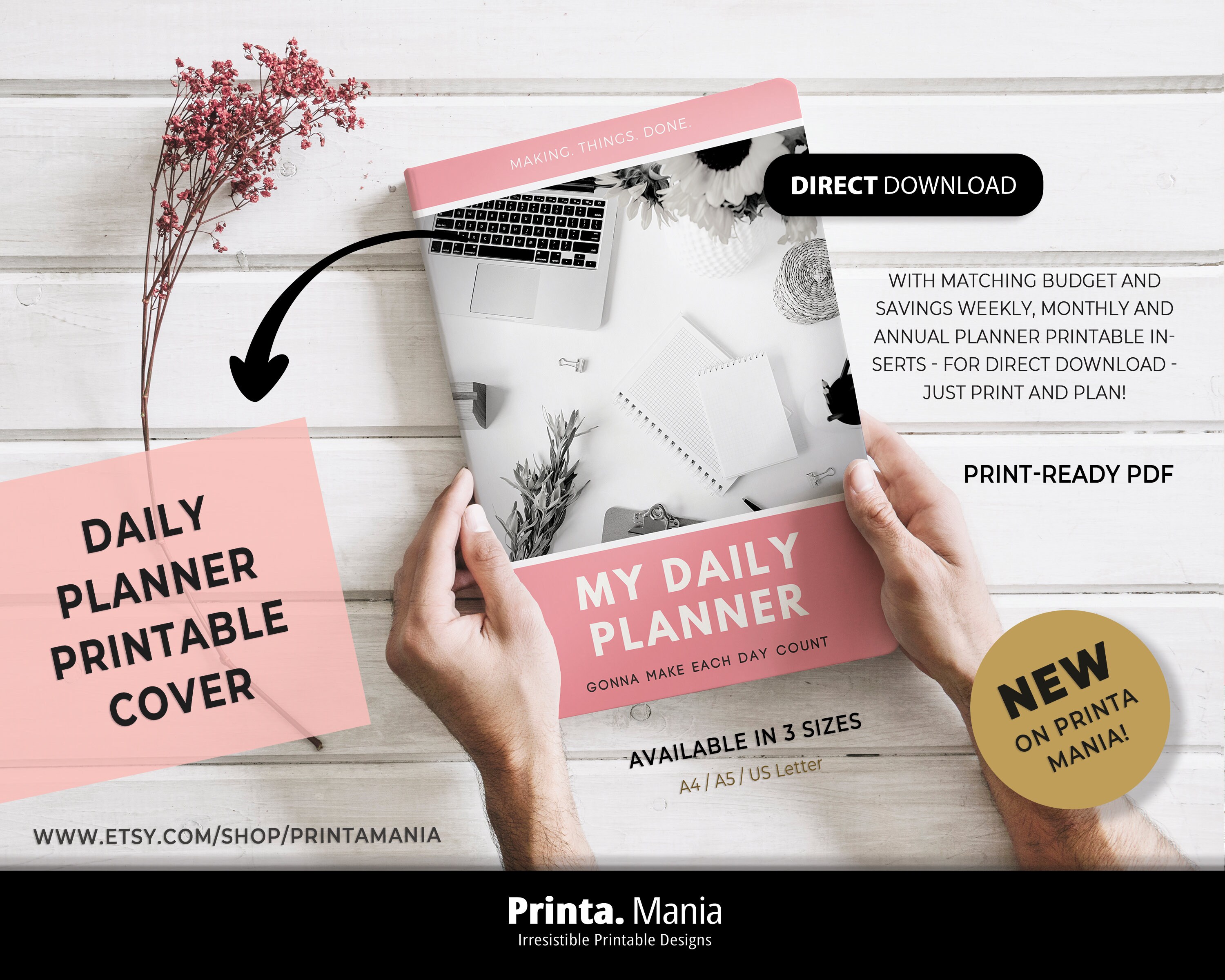 Daily Planner Printable Cover Binder Cover 5 Spines A4 Etsy